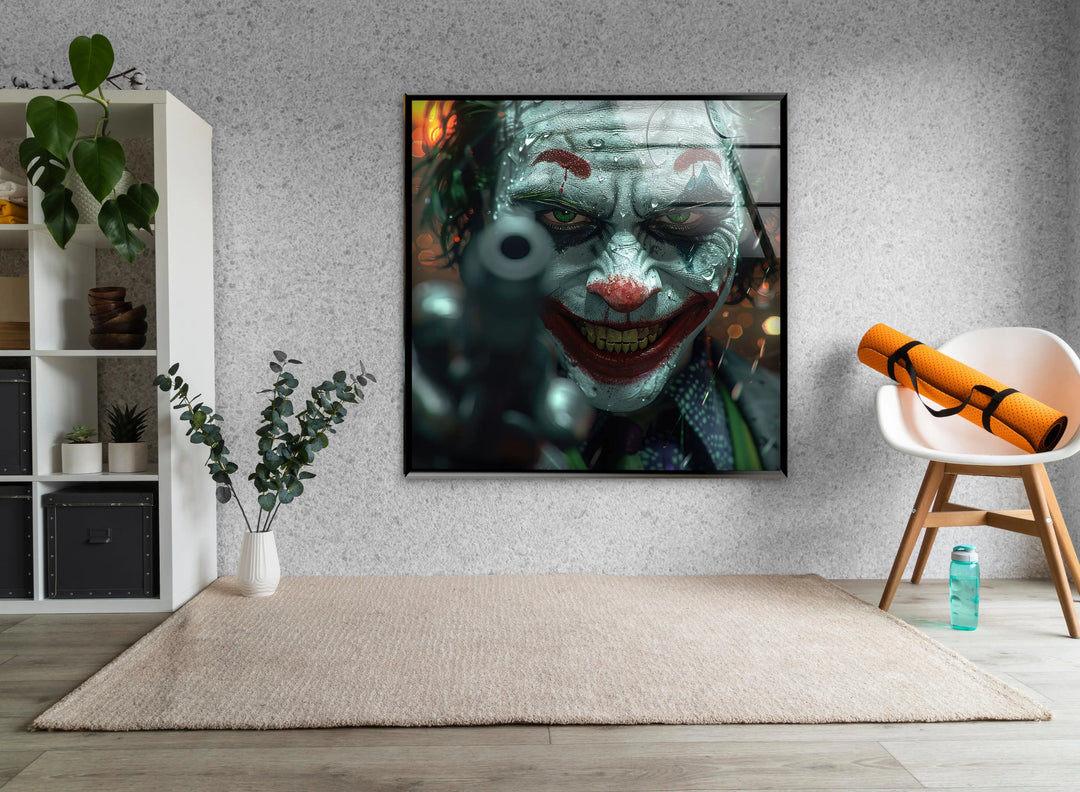 Joker Portrait Glass Wall Art glass art painting, glass art for the Wall
