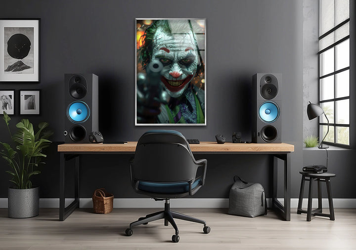 Joker Portrait Glass Wall Art photo print on glass, prints on glass wall art
