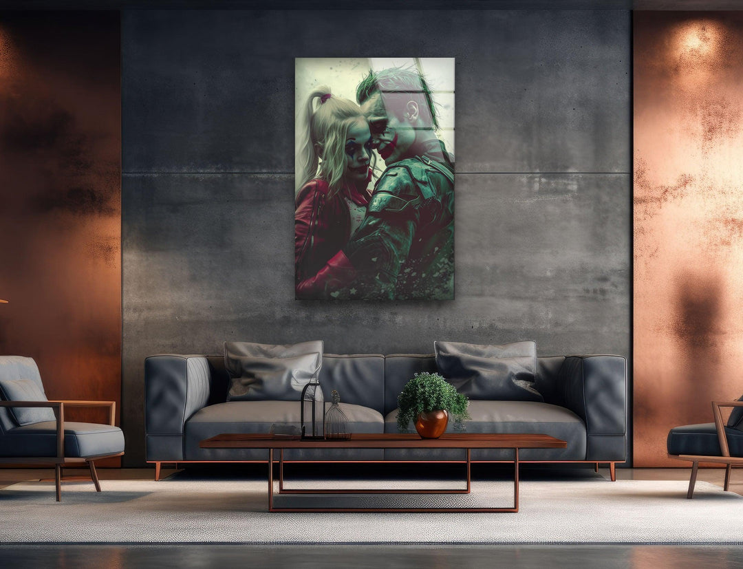 Joker & Harley Quinn Glass Wall Art, custom glass photo prints, large glass prints