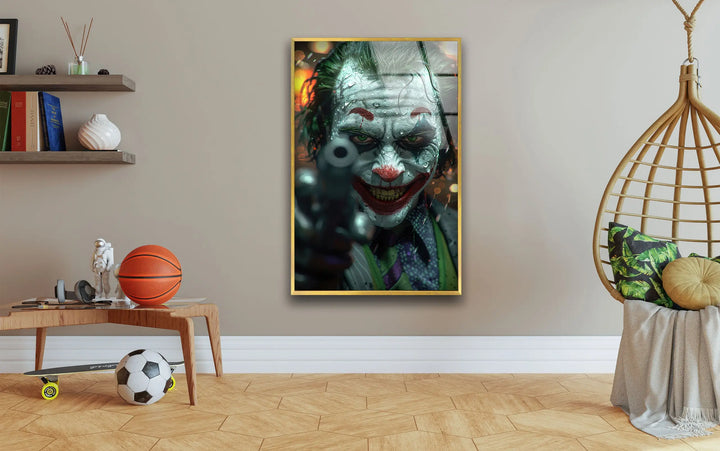 Joker Portrait Glass Wall Art Glass Printing Wall Art, Print photos on glass
