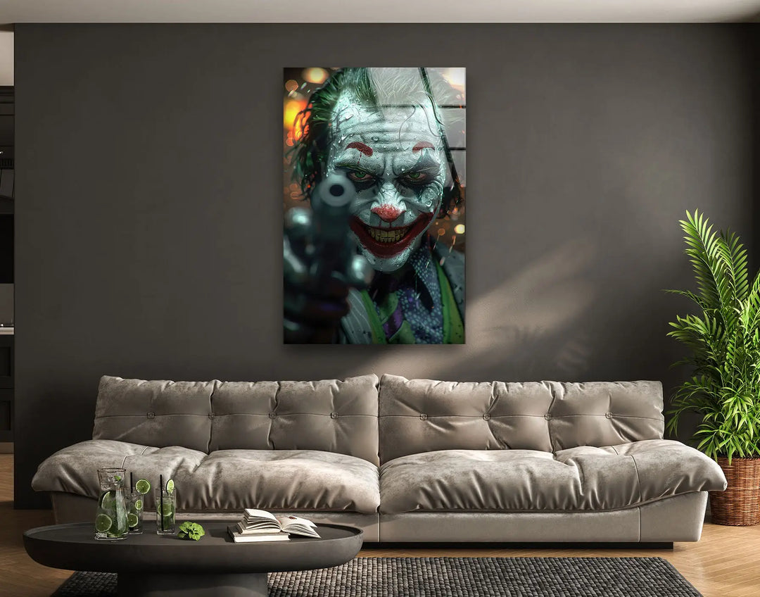 Joker Portrait Glass Wall Art large glass photo prints, glass wall photos
