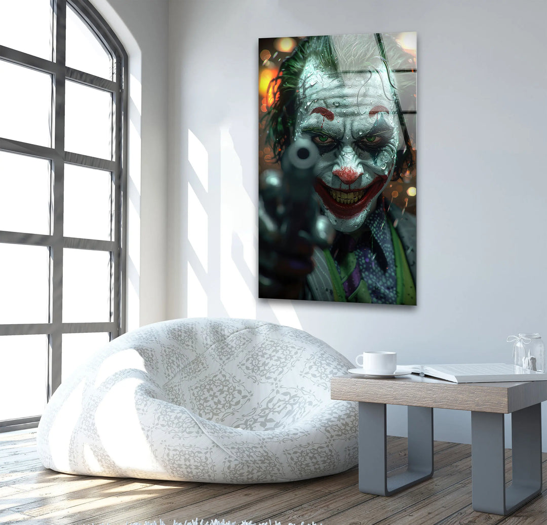 Joker Portrait Glass Wall Art print on glass, glass printed photos
