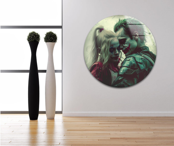 Joker & Harley Quinn Glass Wall Art, glass image printing, glass prints from photos