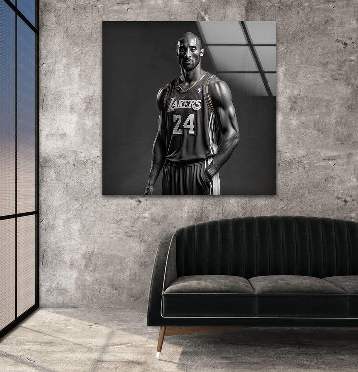 Kobe Bryant Portrait Glass Wall Art custom glass pictures, glass art prints
