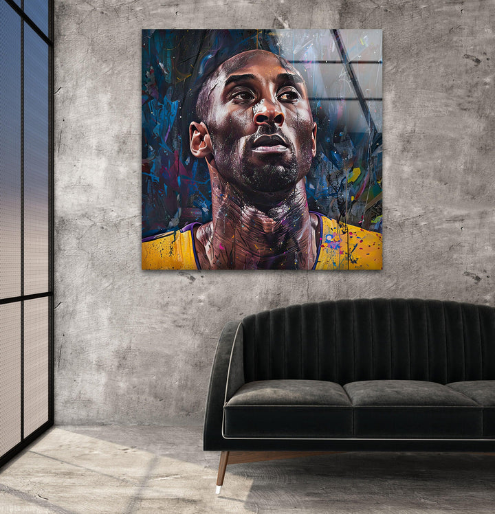 Kobe Bryant Portrait Painting Glass Wall Art glass art painting, glass art for the Wall
