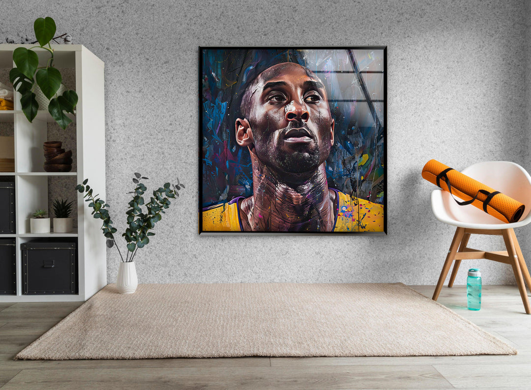 Kobe Bryant Portrait Painting Glass Wall Art art glass wall art, glass wall art pictures
