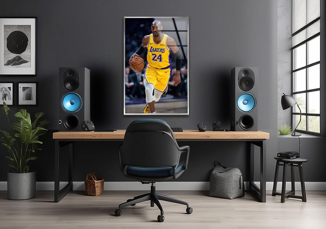 Kobe Bryant Lakers Glass Wall Art custom glass pictures, glass art prints
