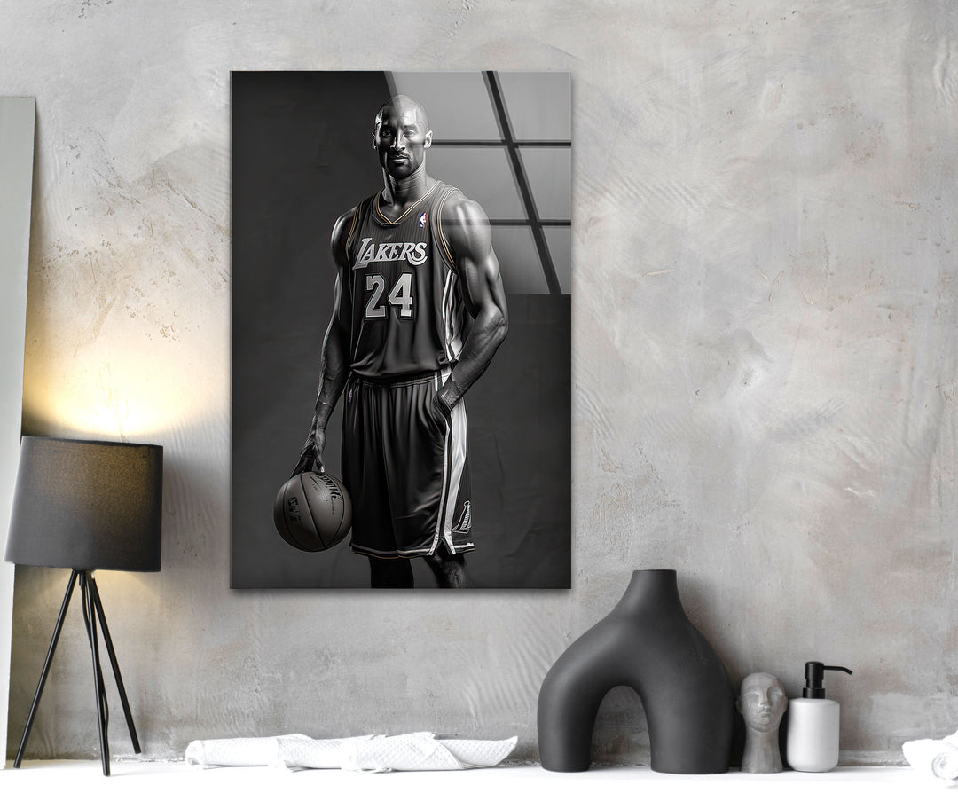 Kobe Bryant Portrait Glass Wall Art Glass Printing Wall Art, Print photos on glass
