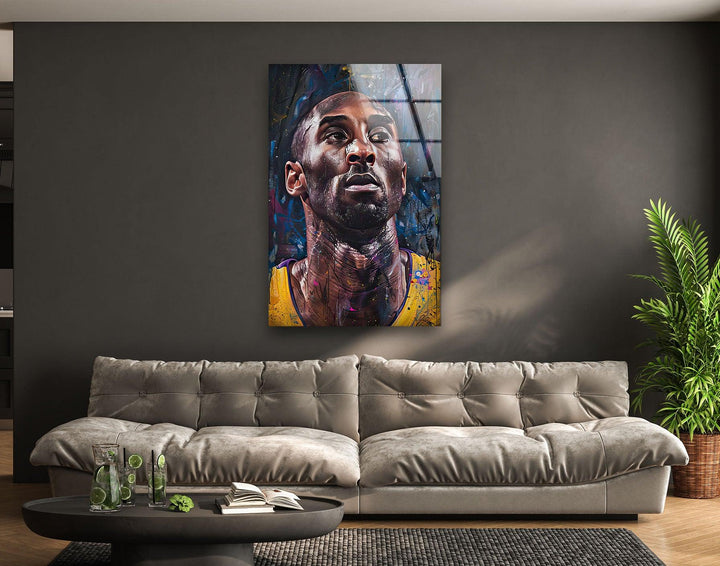 Kobe Bryant Portrait Painting Glass Wall Art stained glass wall art, stained glass wall decor
