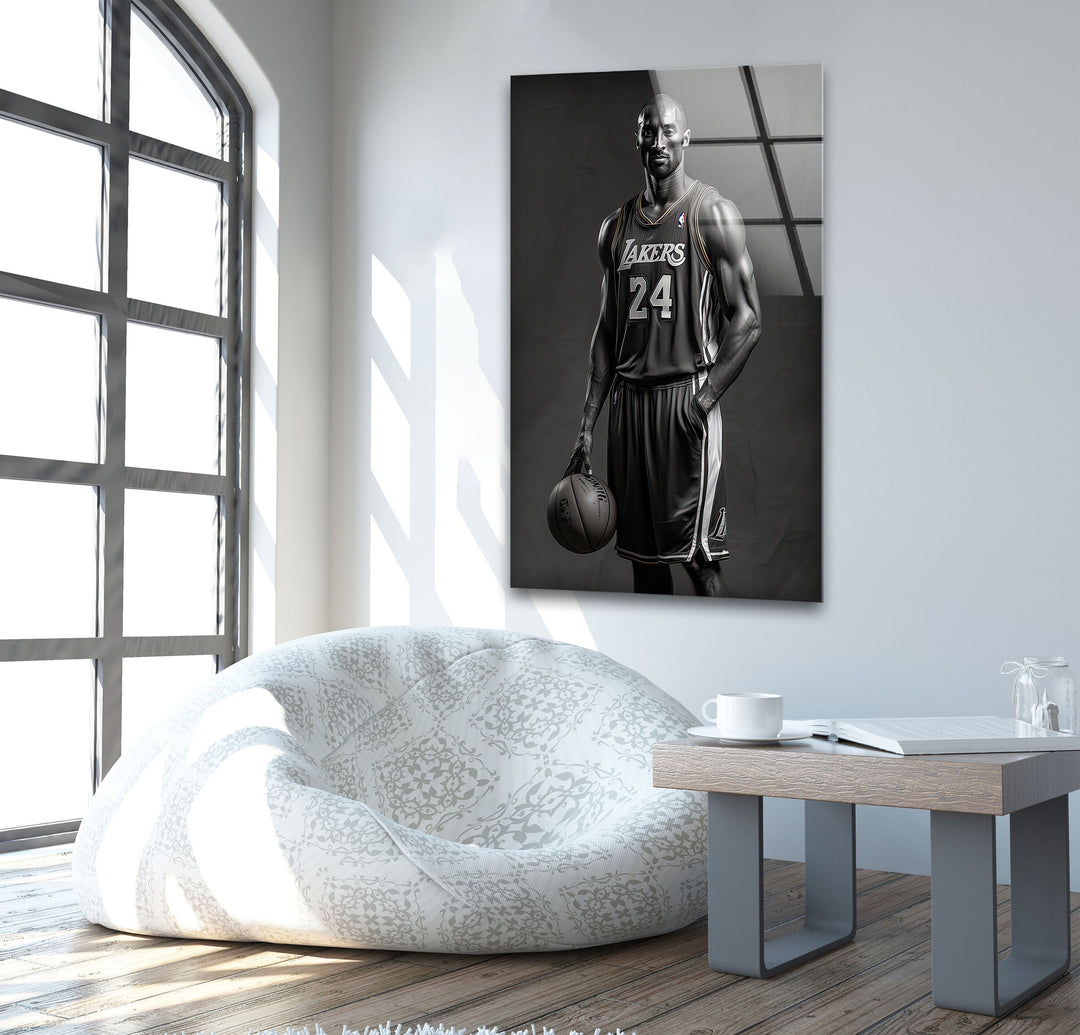 Kobe Bryant Portrait Glass Wall Art glass image printing, glass prints from photos
