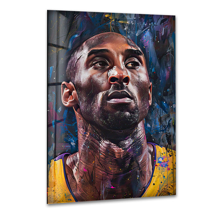 Kobe Bryant Portrait Painting Glass Wall Art glass wall decor, glass wall art decor
