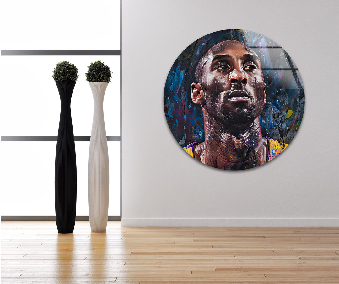 Kobe Bryant Portrait Painting Glass Wall Art large glass photo prints, glass wall photos
