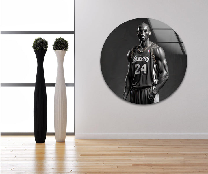 Kobe Bryant Portrait Glass Wall Art glass pictures for Wall, glass prints wall art
