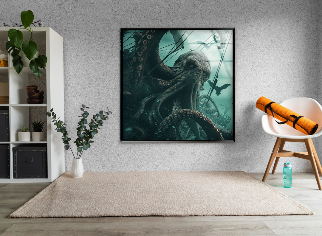 Kraken Glass Wall Art photo print on glass, prints on glass wall art
