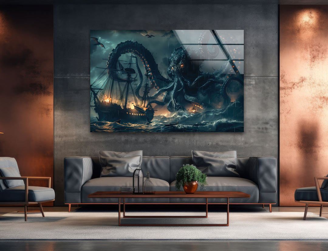 Giant Kraken Glass Wall Art glass photo prints, glass picture prints
