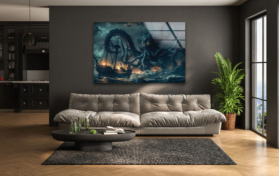 Giant Kraken Glass Wall Art art glass wall art, glass wall art pictures
