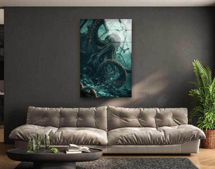 Kraken Glass Wall Art Glass Printing Wall Art, Print photos on glass
