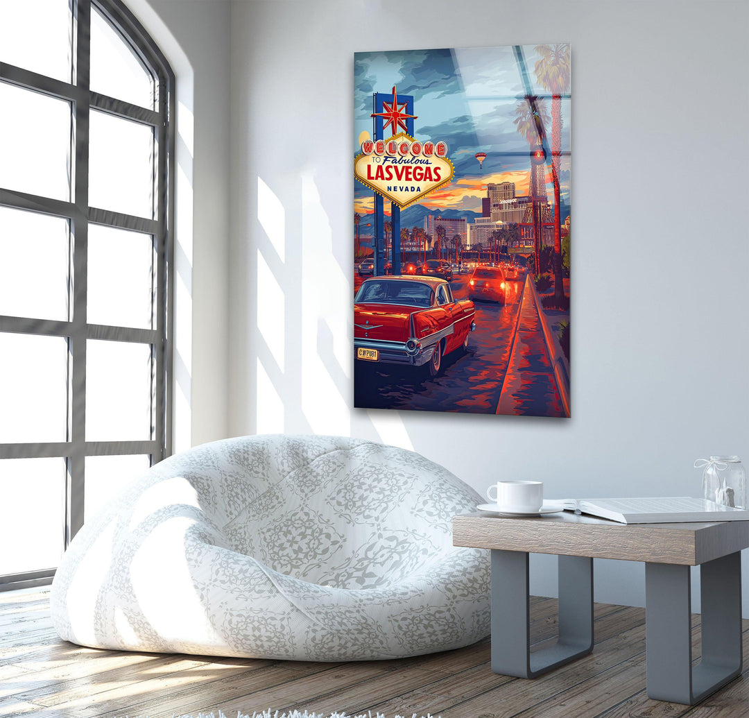 Las Vegas Paint Glass Wall Art photo print on glass, prints on glass wall art
