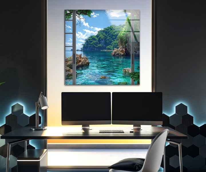 Sea Landscape From House Glass Wall Art Glass Printing Wall Art, Print photos on glass