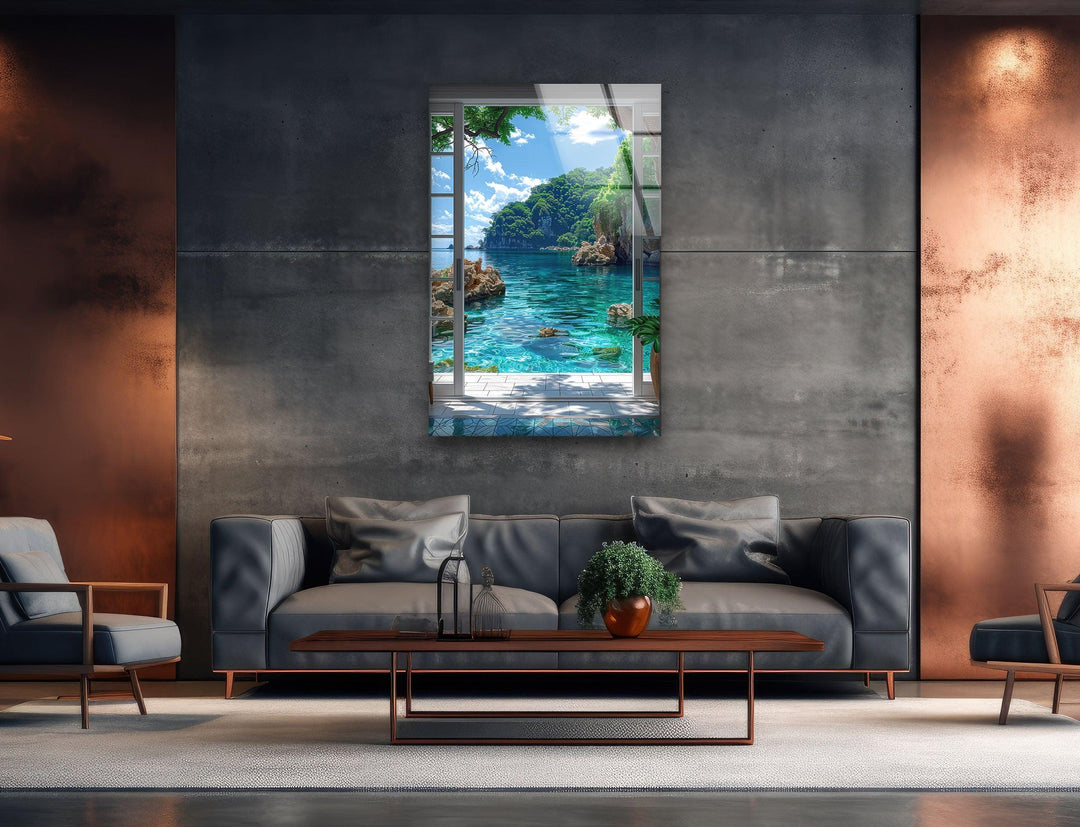 Sea Landscape From House Glass Wall Art glass image printing, glass prints from photos