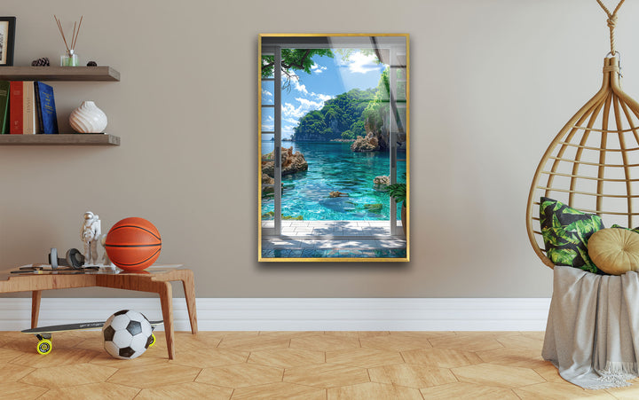 Sea Landscape From House Glass Wall Art glass pictures for Wall, glass prints wall art