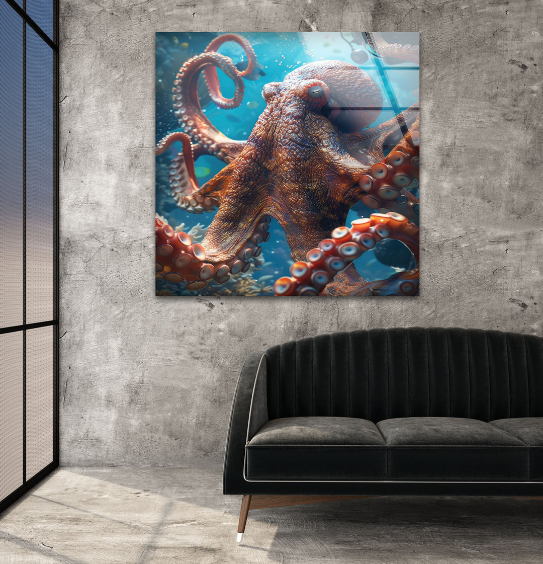 Large Octopus Glass Wall Art glass wall decor, glass wall art decor
