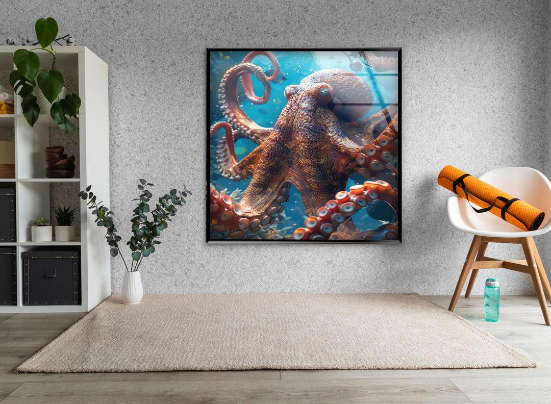 Large Octopus Glass Wall Art stained glass wall art, stained glass wall decor
