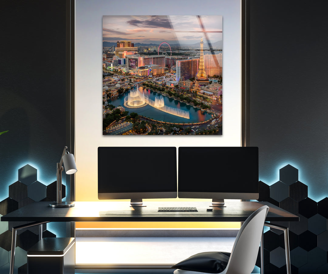 Illuminate Your Space with Las Vegas Skyline Glass Wall Art – A Stunning Cityscape Print 🌆✨
