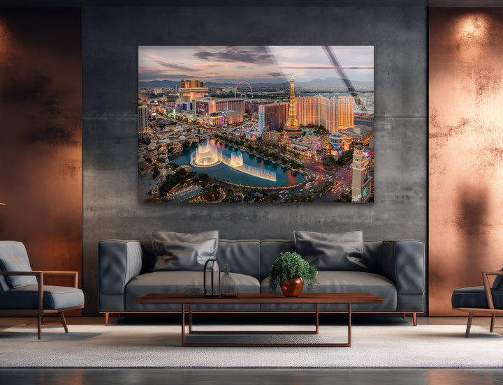 Experience the Magic of the Strip – Las Vegas Cityscape in High-Definition Glass Print 🎰🎡
