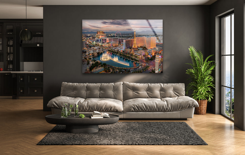 Illuminate Your Space with Las Vegas Skyline Glass Wall Art – A Stunning Cityscape Print 🌆✨
