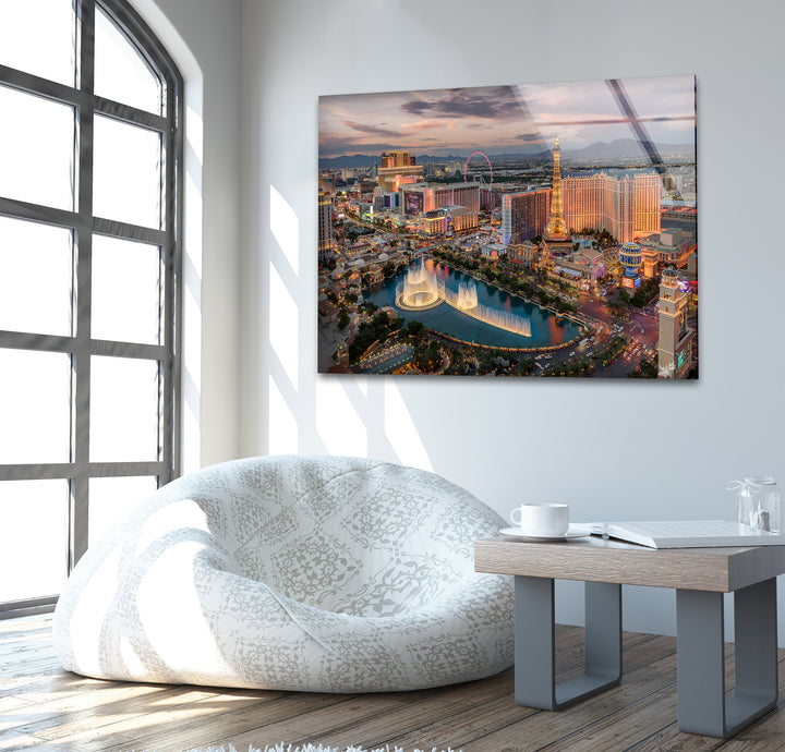 A Breathtaking View of Las Vegas – Perfectly Captured on Glass Wall Art 📸✨
