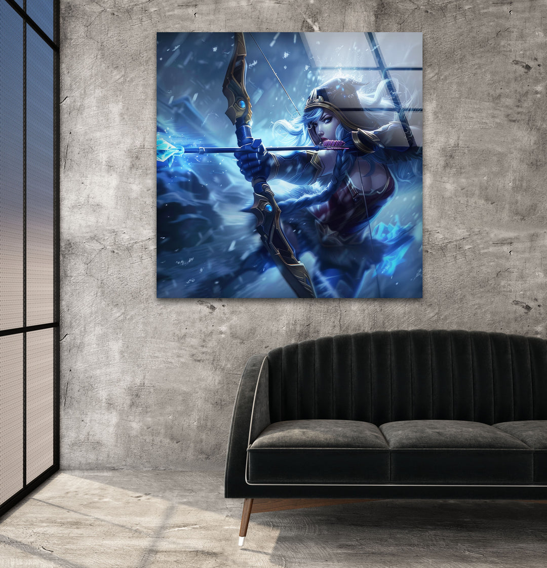 League of Legends Ashe Glass Wall Art stained glass wall art, stained glass wall decor
