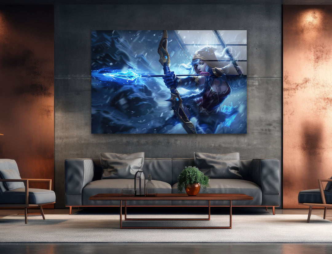 League of Legends Ashe Glass Wall Art photo print on glass, prints on glass wall art
