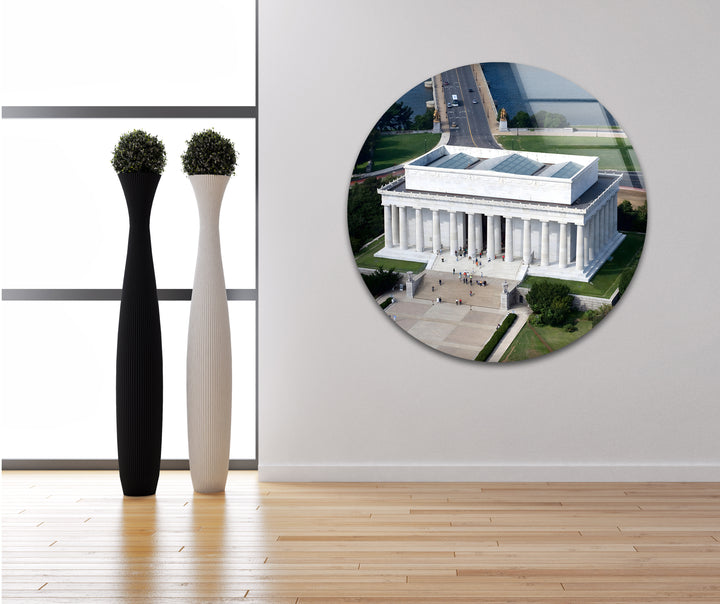 Lincoln Memorial Glass Wall Art - Aerial View of Iconic Monument