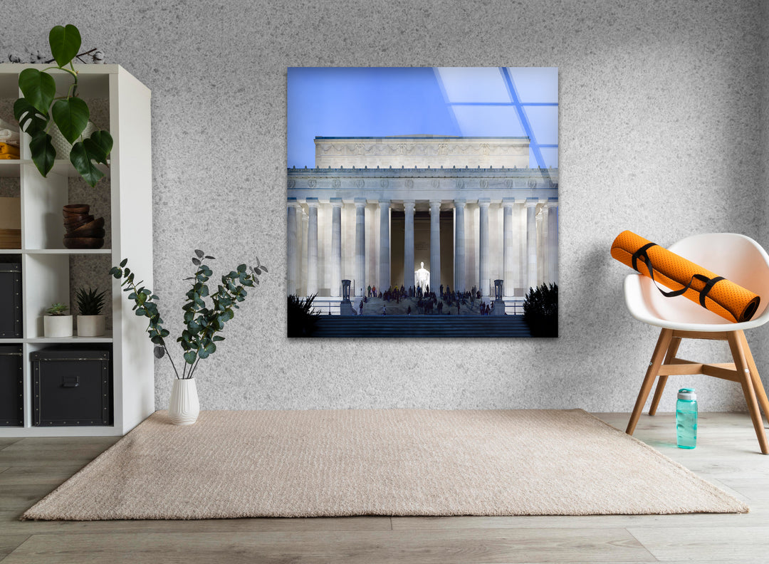 Lincoln Memorial Glass Wall Art - Illuminated Architectural Masterpiece