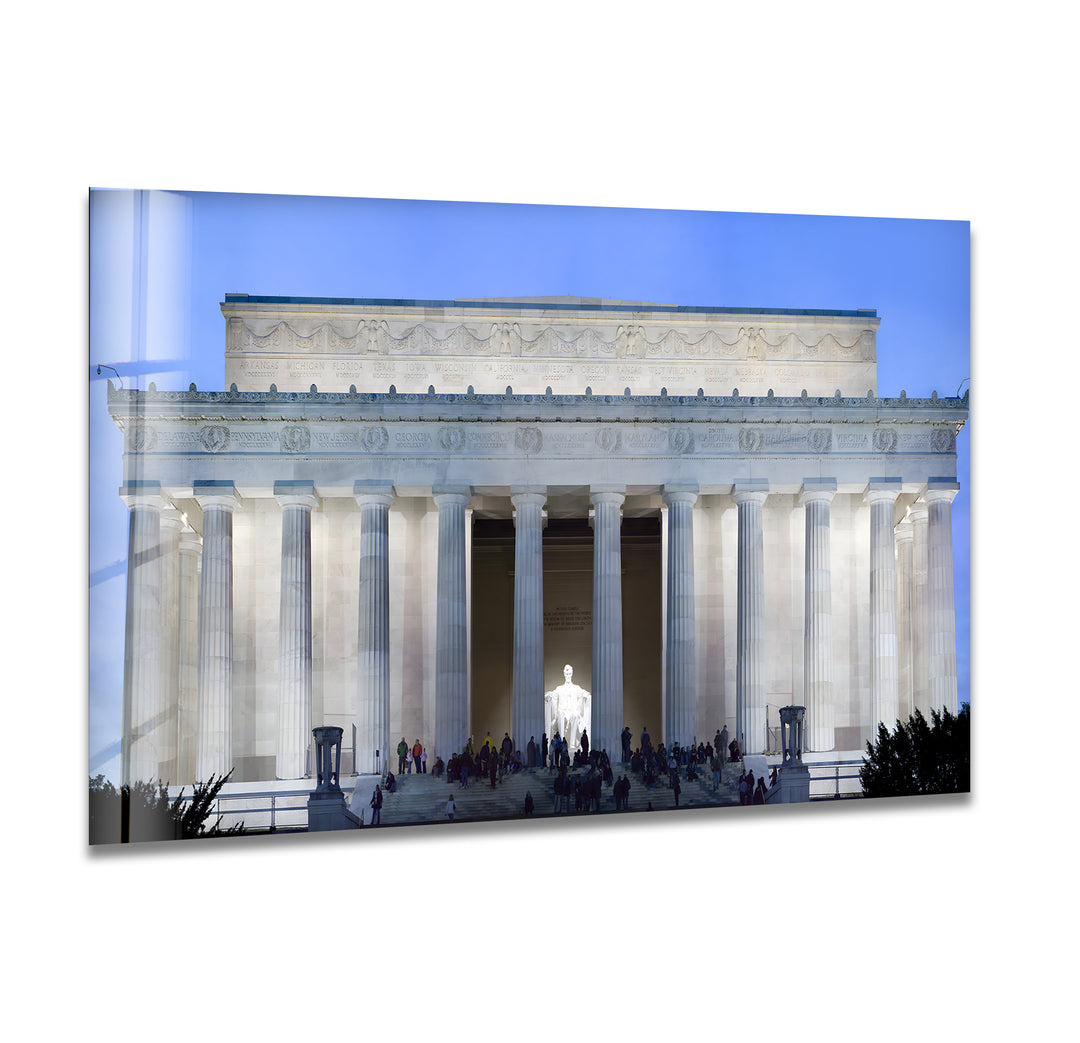 Lincoln Memorial Glass Wall Art - Illuminated Architectural Masterpiece