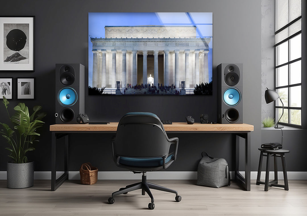 Lincoln Memorial Glass Wall Art - Illuminated Architectural Masterpiece