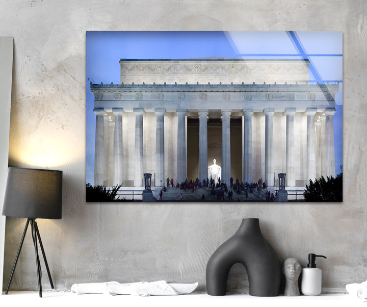 Lincoln Memorial Glass Wall Art - Illuminated Architectural Masterpiece