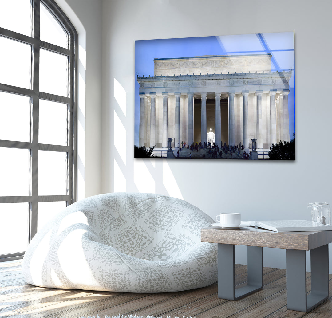 Lincoln Memorial Glass Wall Art - Illuminated Architectural Masterpiece