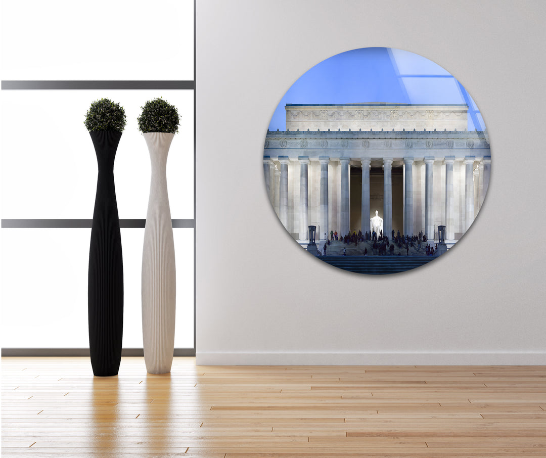 Lincoln Memorial Glass Wall Art - Illuminated Architectural Masterpiece