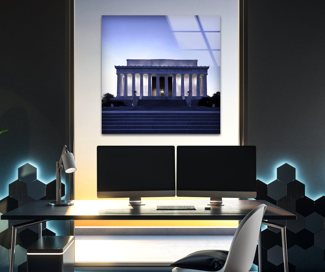 Lincoln Memorial Glass Wall Art - Majestic Twilight Monument