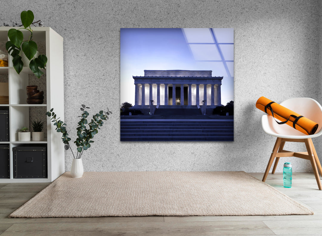 Lincoln Memorial Glass Wall Art - Majestic Twilight Monument