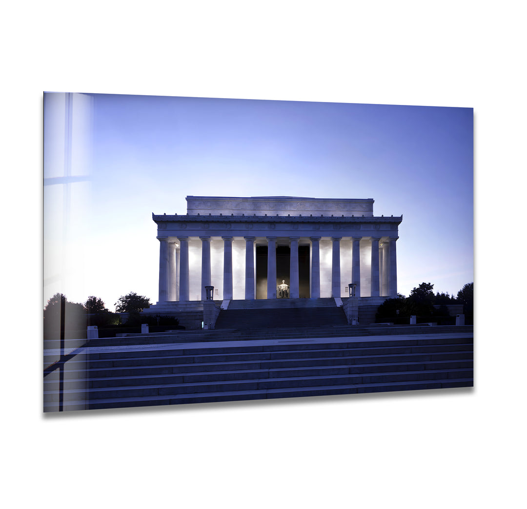 Lincoln Memorial Glass Wall Art - Majestic Twilight Monument