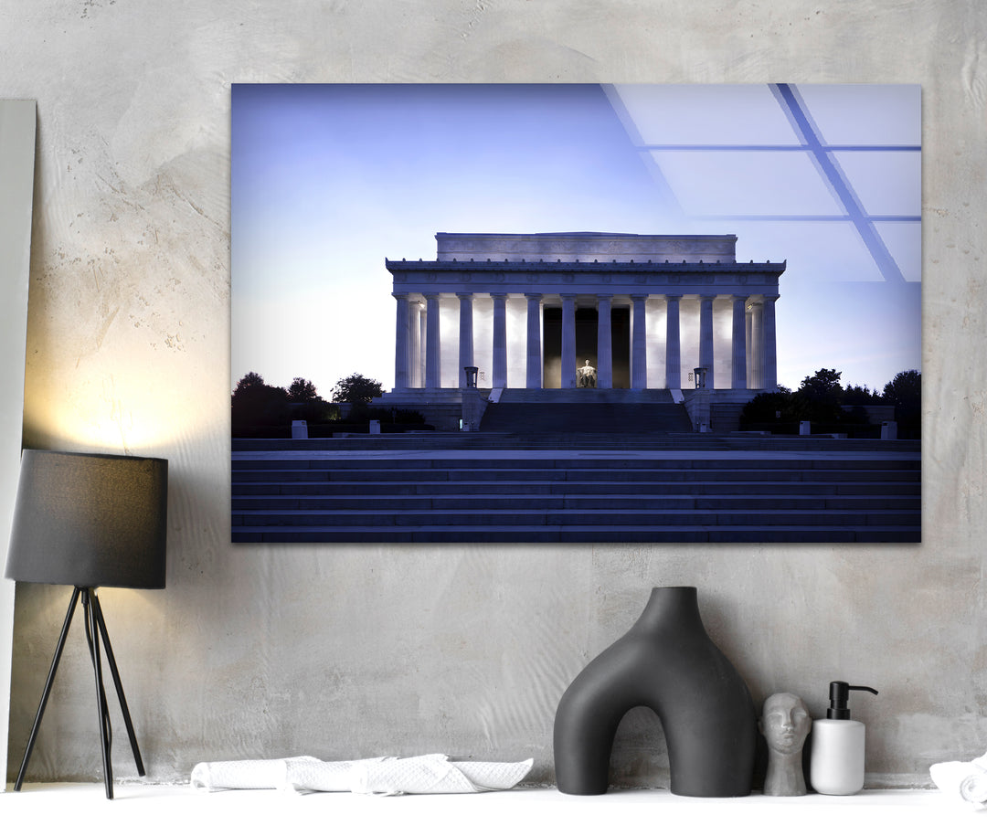 Lincoln Memorial Glass Wall Art - Majestic Twilight Monument