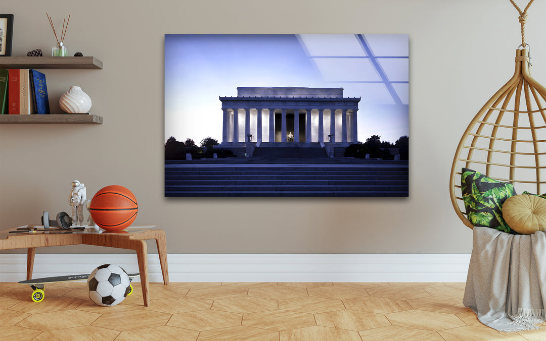 Lincoln Memorial Glass Wall Art - Majestic Twilight Monument