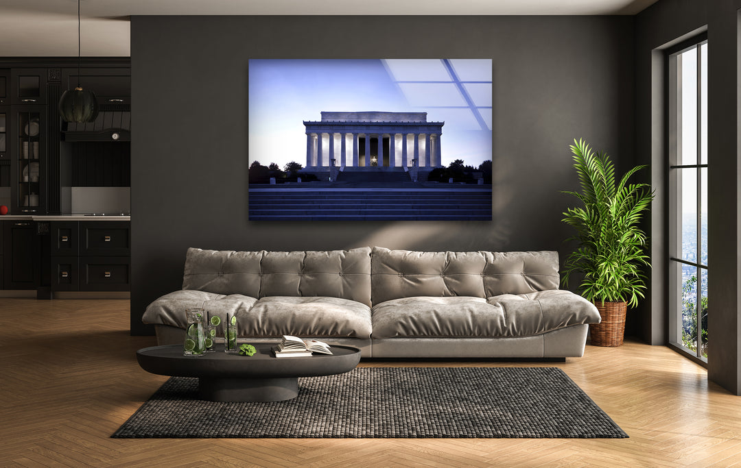 Lincoln Memorial Glass Wall Art - Majestic Twilight Monument