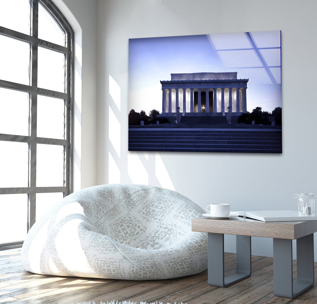 Lincoln Memorial Glass Wall Art - Majestic Twilight Monument