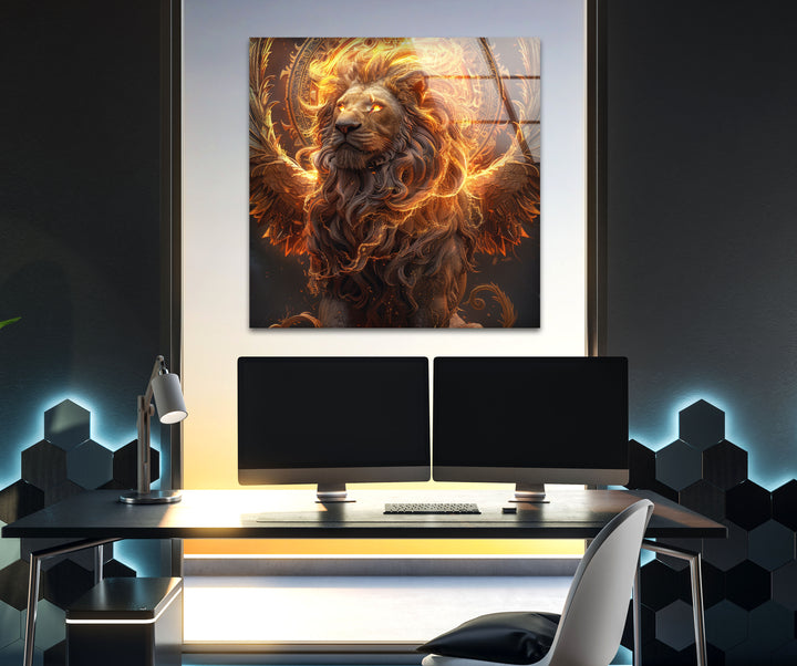 Lion-Dragon Cosmic King Tempered Glass Wall Art - MyPhotoStation