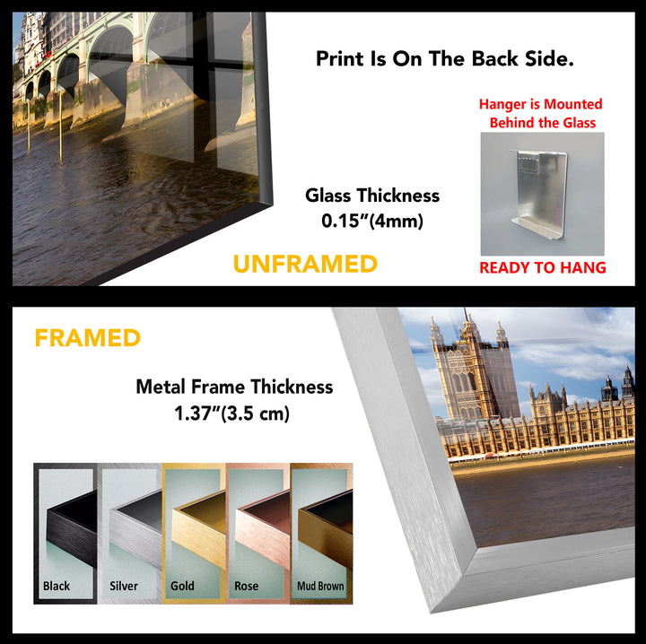 Big Ben & Westminster Glass Wall Art - Iconic London Landmark