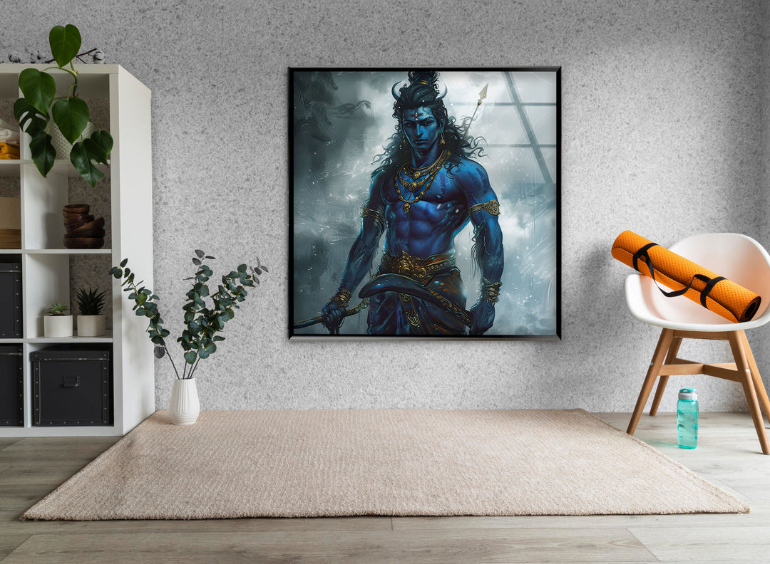 Lord Shiva Blue Art Glass Wall Art glass image printing, glass prints from photos
